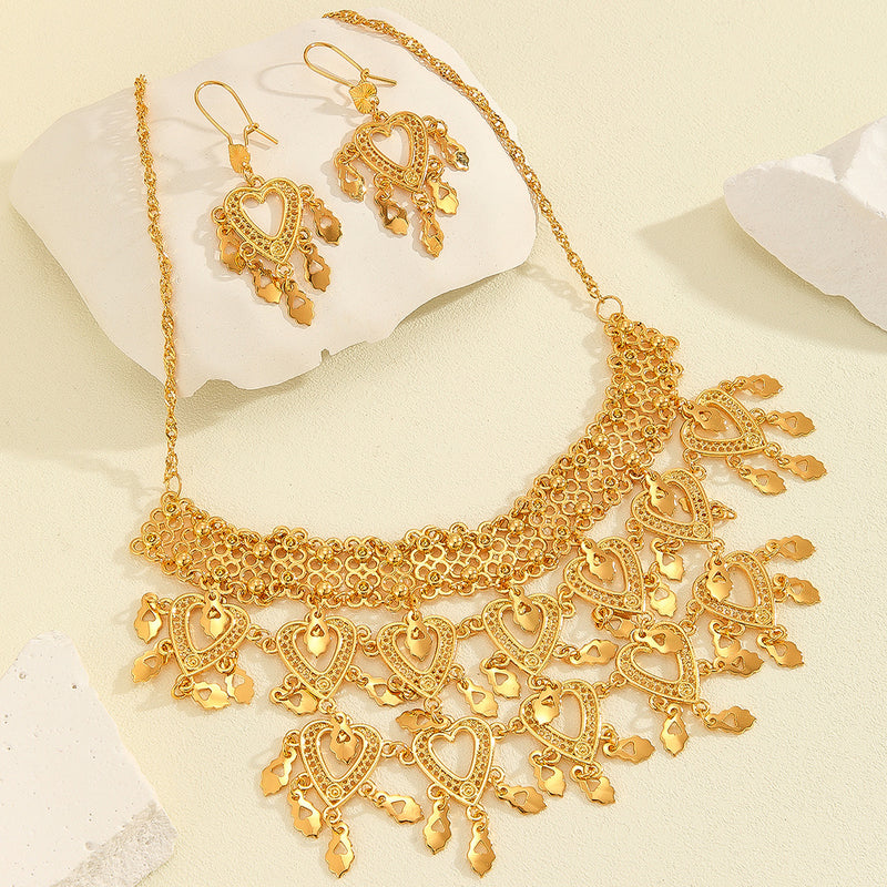 Heart-shaped Necklace Earrings Bridal Jewelry Suit Love