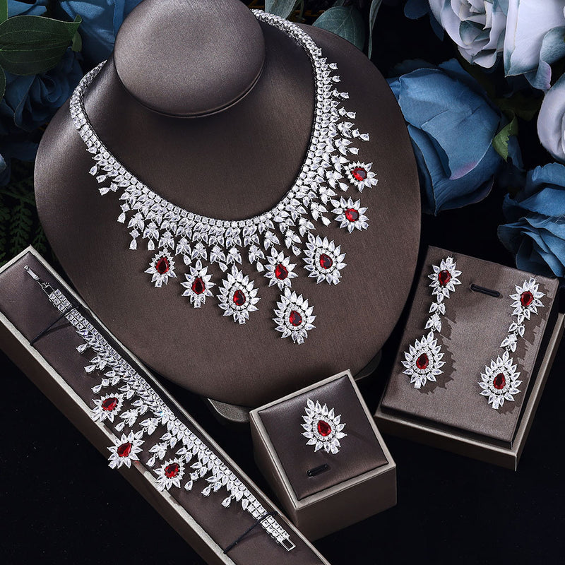 Vintage Wedding Necklace Earrings Jewelry Set