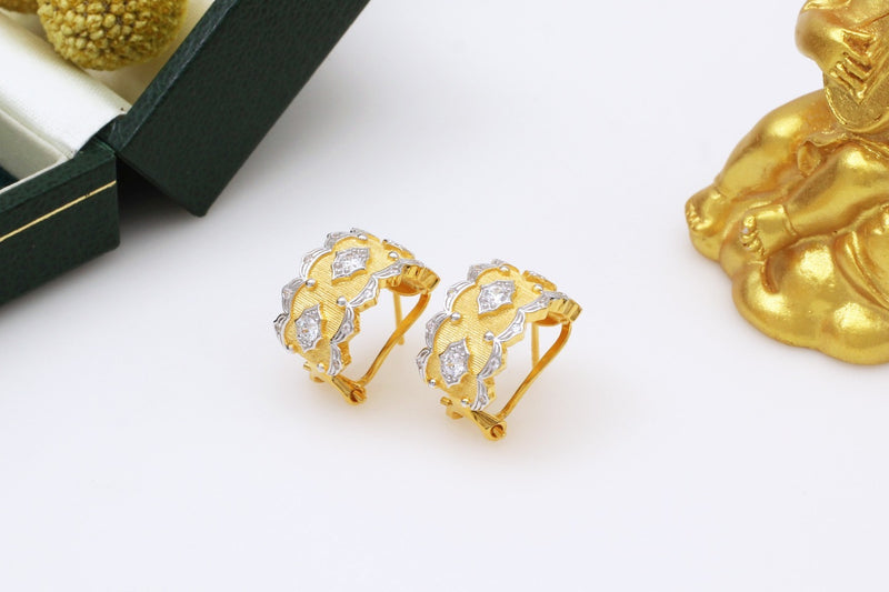 Luxury 925 Silver Gold Plated Wave Star Stud Earrings
