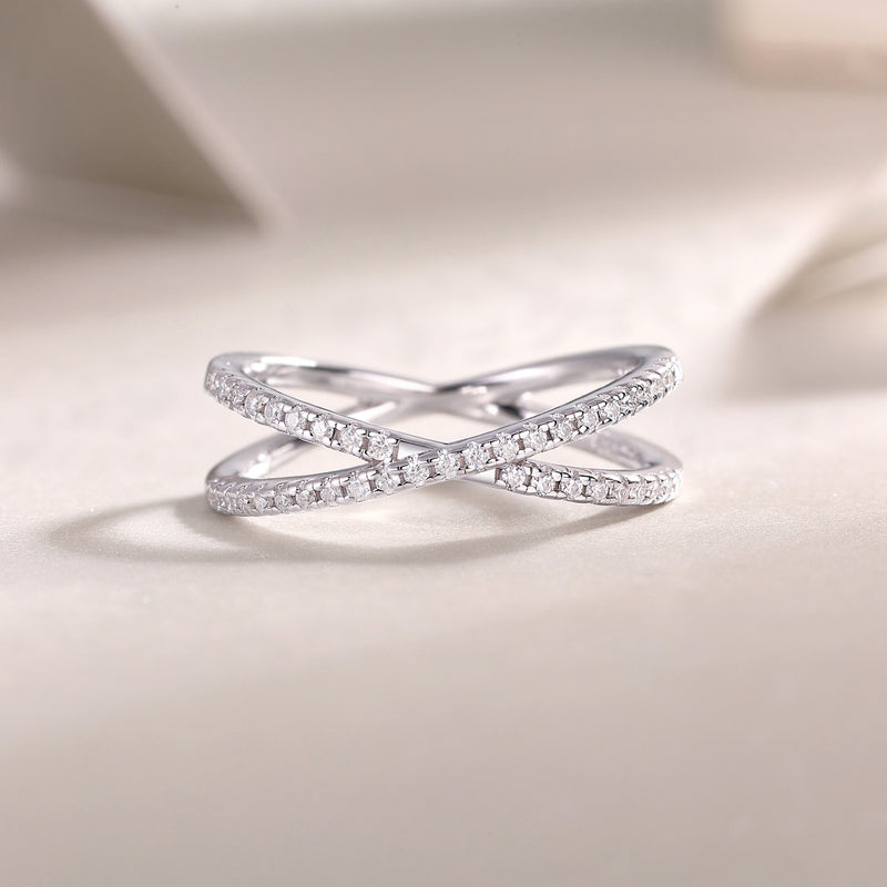 Double Band Diamond Ring Luxury Fashion Set Moissanite Silver Ring