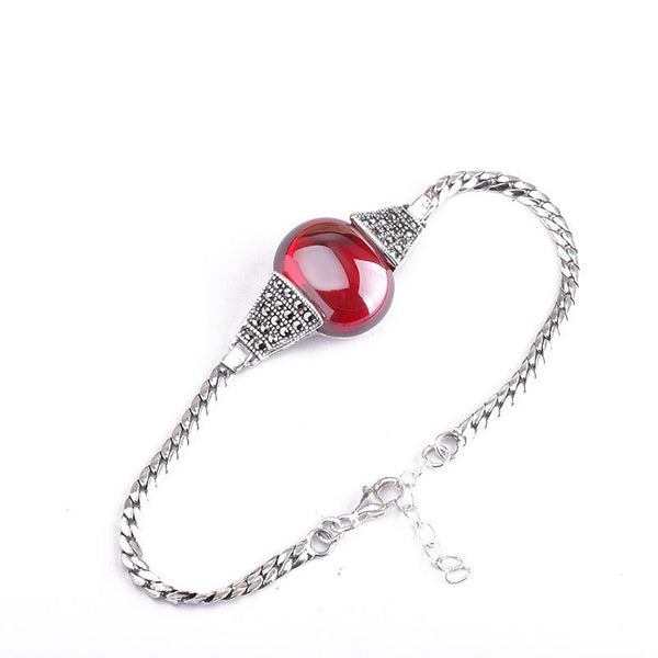 Silver Garnet Ladies Handmade Bracelet