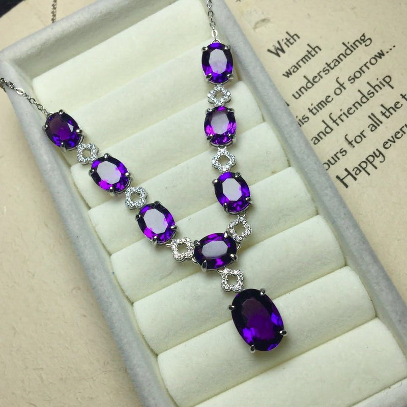 Ladies Inlaid Red or Amethyst Jewelry Set