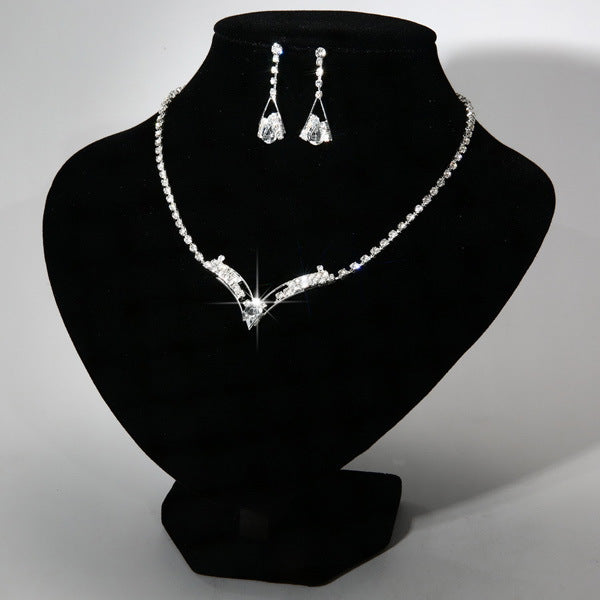 Fashion water drop, bride necklace, earring set, silver plated wedding jewelry set