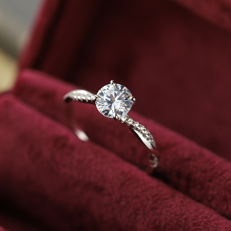 S925 Sterling Silver D-color High Carbon Stone Artificial Diamond Ring