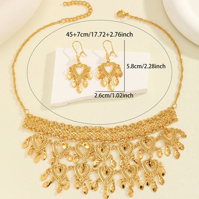 Heart-shaped Necklace Earrings Bridal Jewelry Suit Love