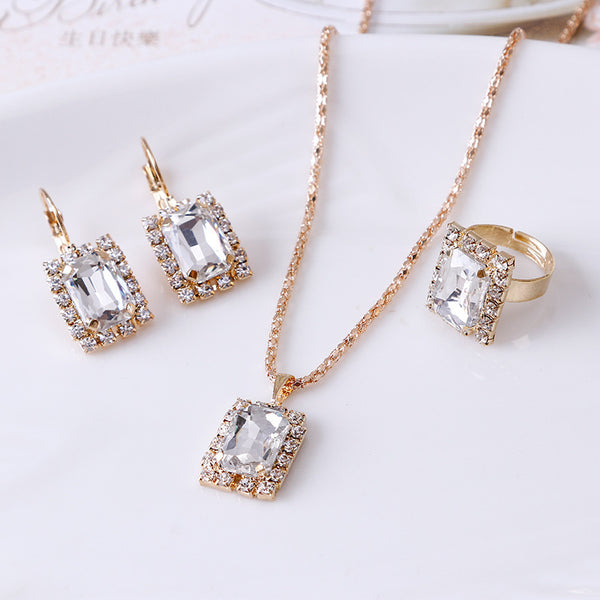 Crystal necklace earrings