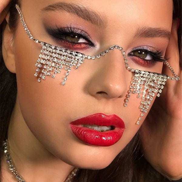 Luxury Rhinestone Fringed Glasses Frame European And American Jewelry