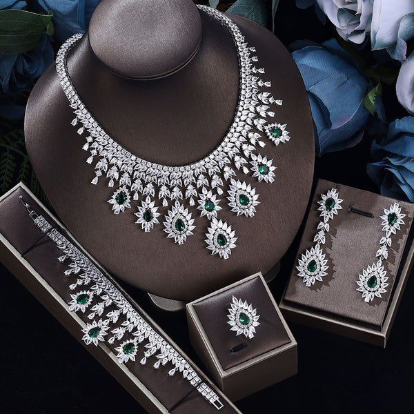Vintage Wedding Necklace Earrings Jewelry Set
