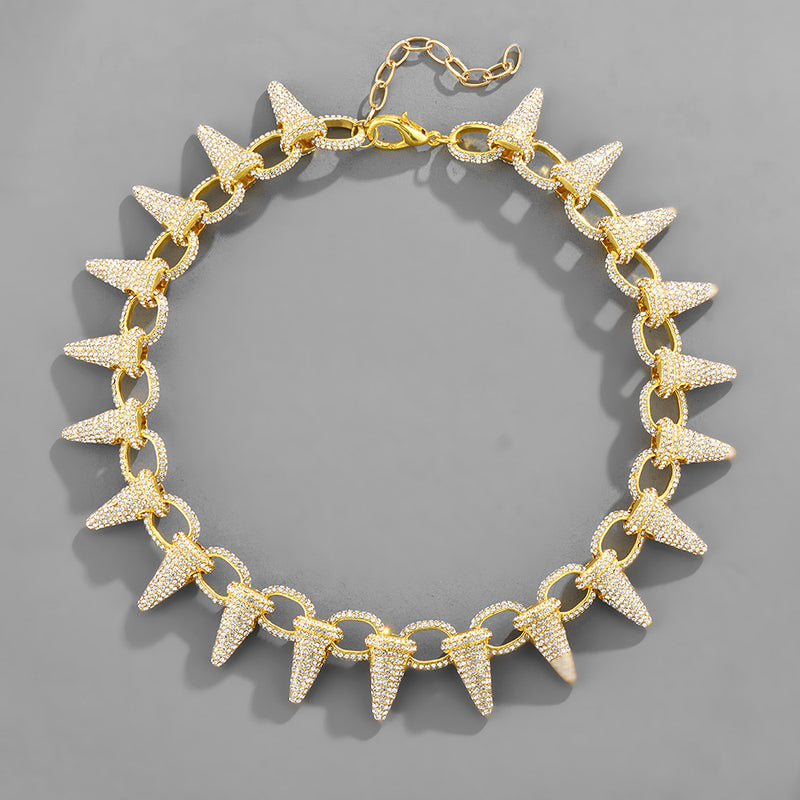 Personality Thorn Thorn Full Diamond Cuban Necklace