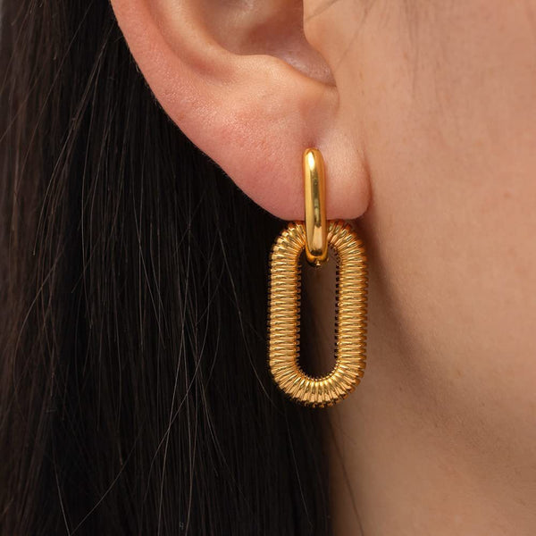 Fashion Diamond Thick Earrings Exquisite Cuban Link Chain Pendant Earrings