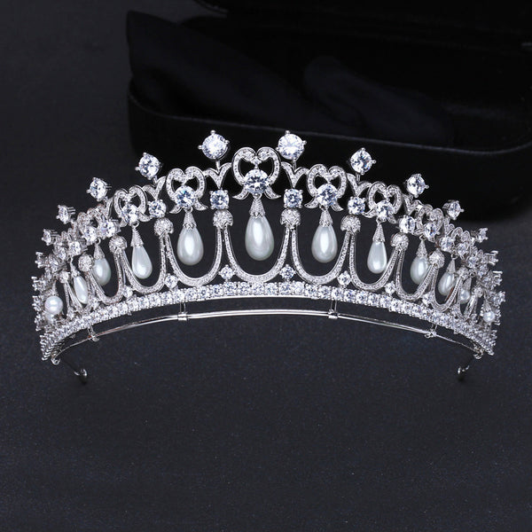 Pearl Tears Zircon Crown Tiara