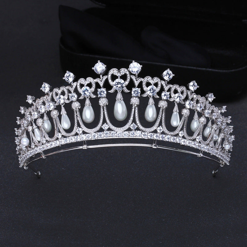 Pearl Tears Zircon Crown Tiara