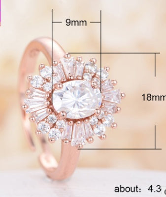 European and American luxury full diamond ladies opal ring Engagement wedding jewelry