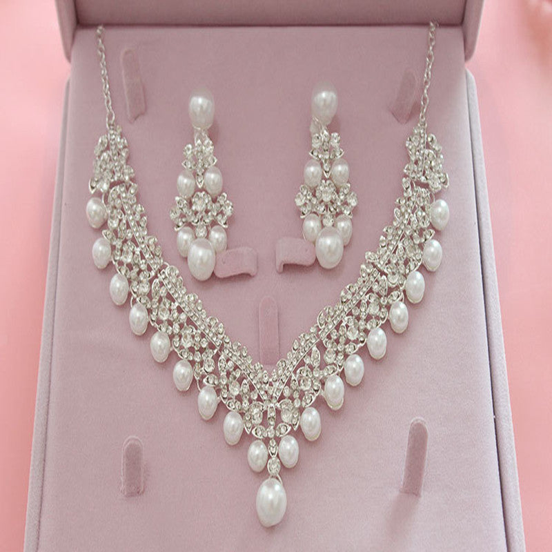 Pearl Necklace Bridal Necklace and Earring Set
