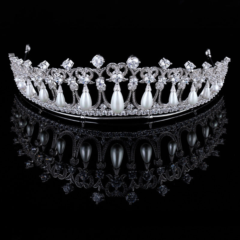 Pearl Tears Zircon Crown Tiara