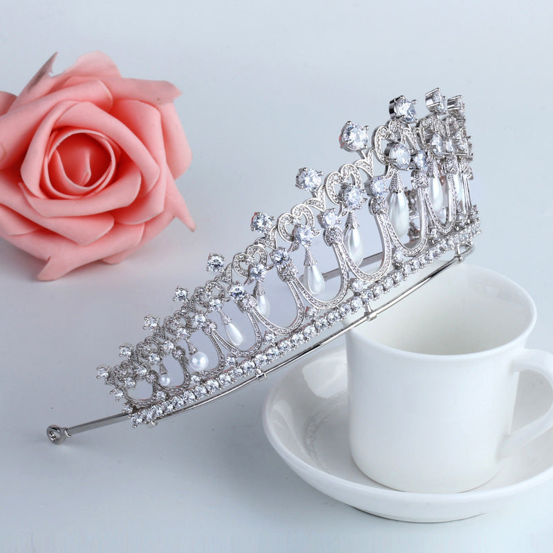 Pearl Tears Zircon Crown Tiara
