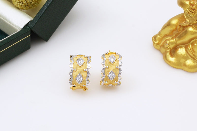 Luxury 925 Silver Gold Plated Wave Star Stud Earrings