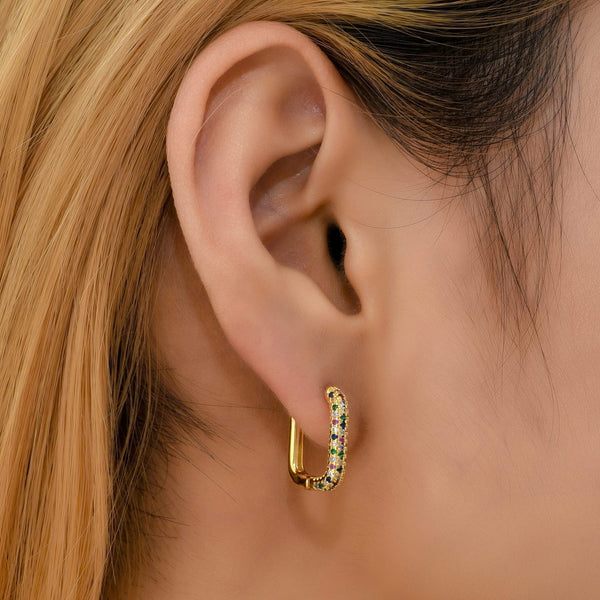 Fashion Diamond Thick Earrings Exquisite Cuban Link Chain Pendant Earrings