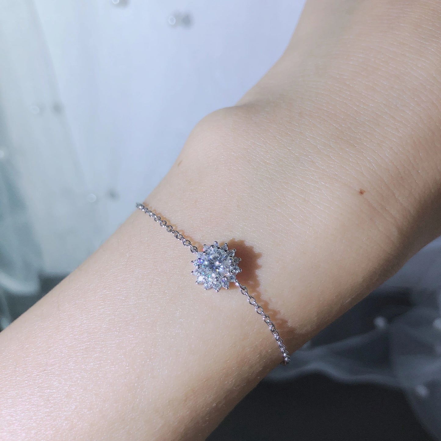 5mm Round Moissanite Adjustable Bracelet