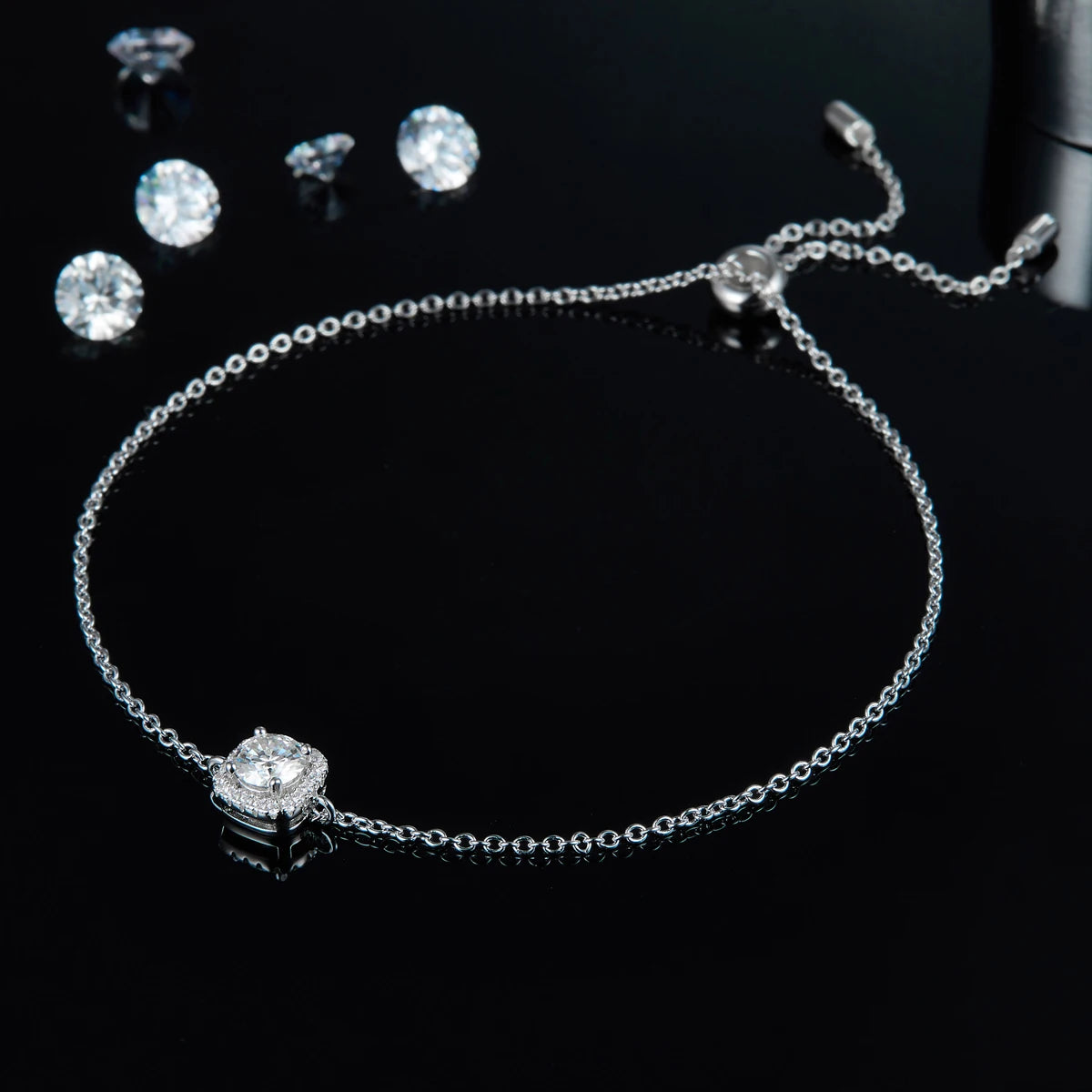 5mm Round Moissanite Adjustable Bracelet