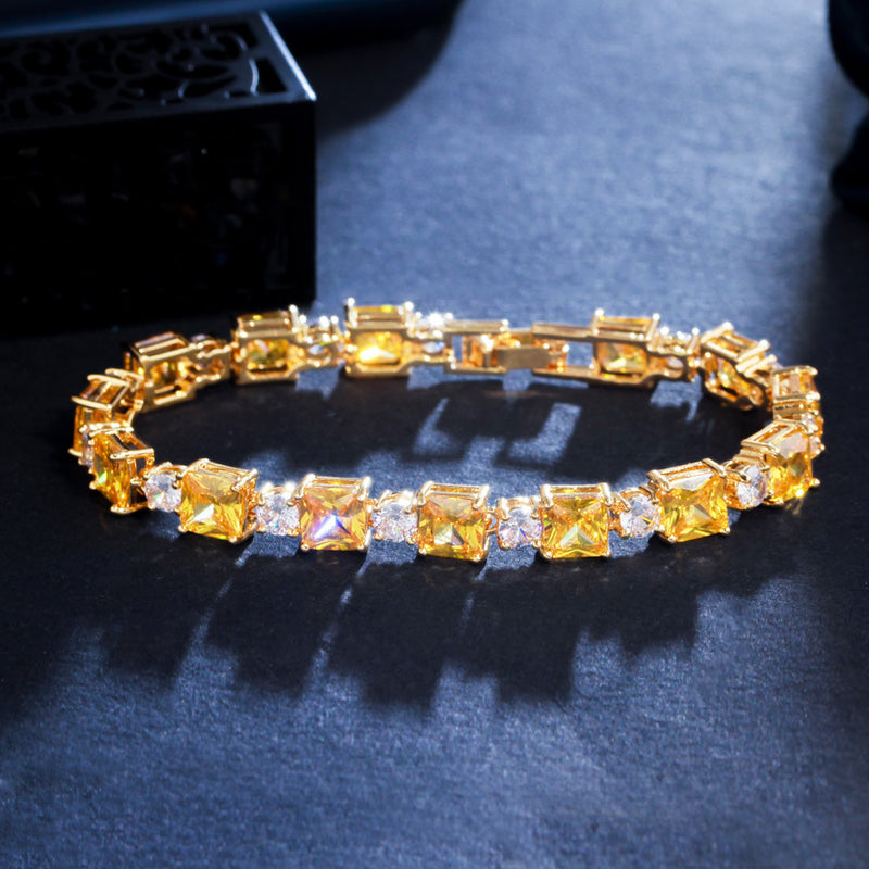 Inlaid Emerald Brass Zircon Bracelet