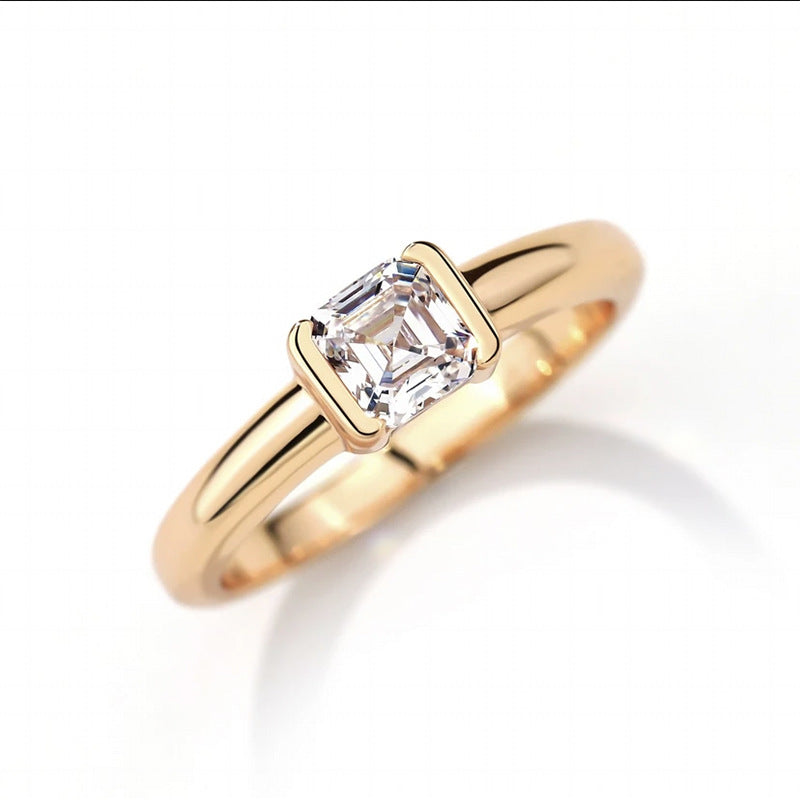 Asche Pagoda Cut White Diamond Cube Sugar Ring Female Ins