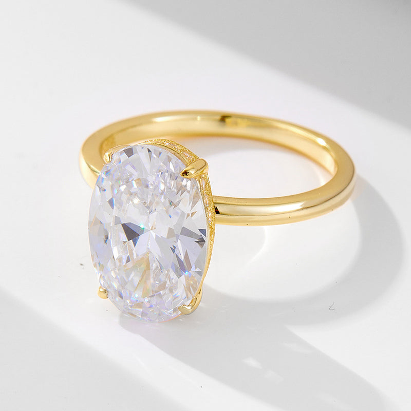 S925 Sterling Silver Oval Egg-shaped Ice Flower Cut Zircon Ring