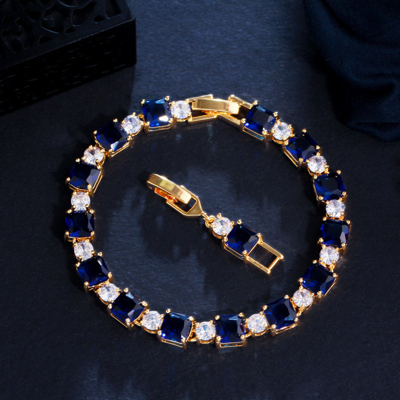 Inlaid Emerald Brass Zircon Bracelet