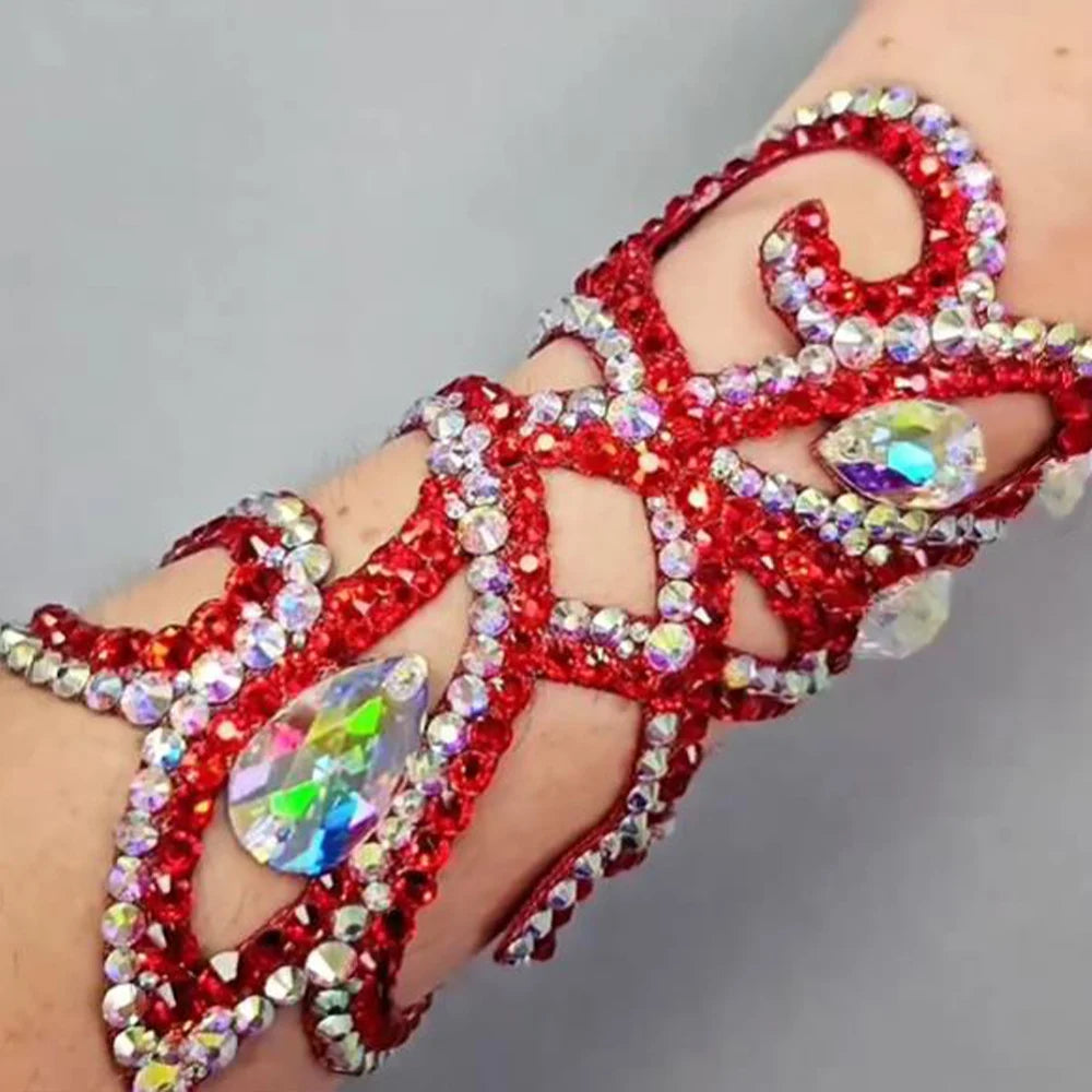 Red Belly Dance Crystal Rhinestone Bracelet