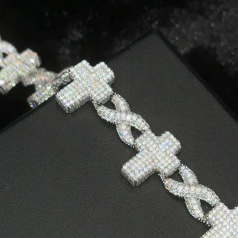 Classic Unisex Cross Bracelet Moissanite Silver Bracelet