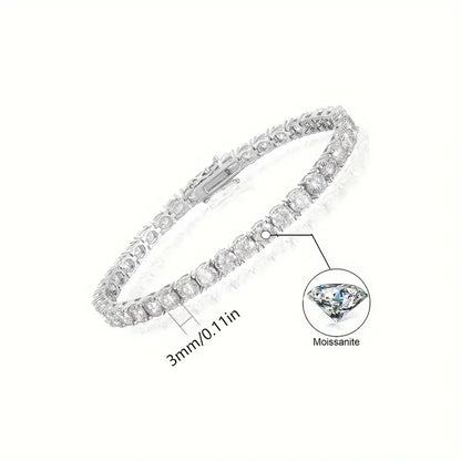 SS with 3mm Moissanite Tennis Bracelet