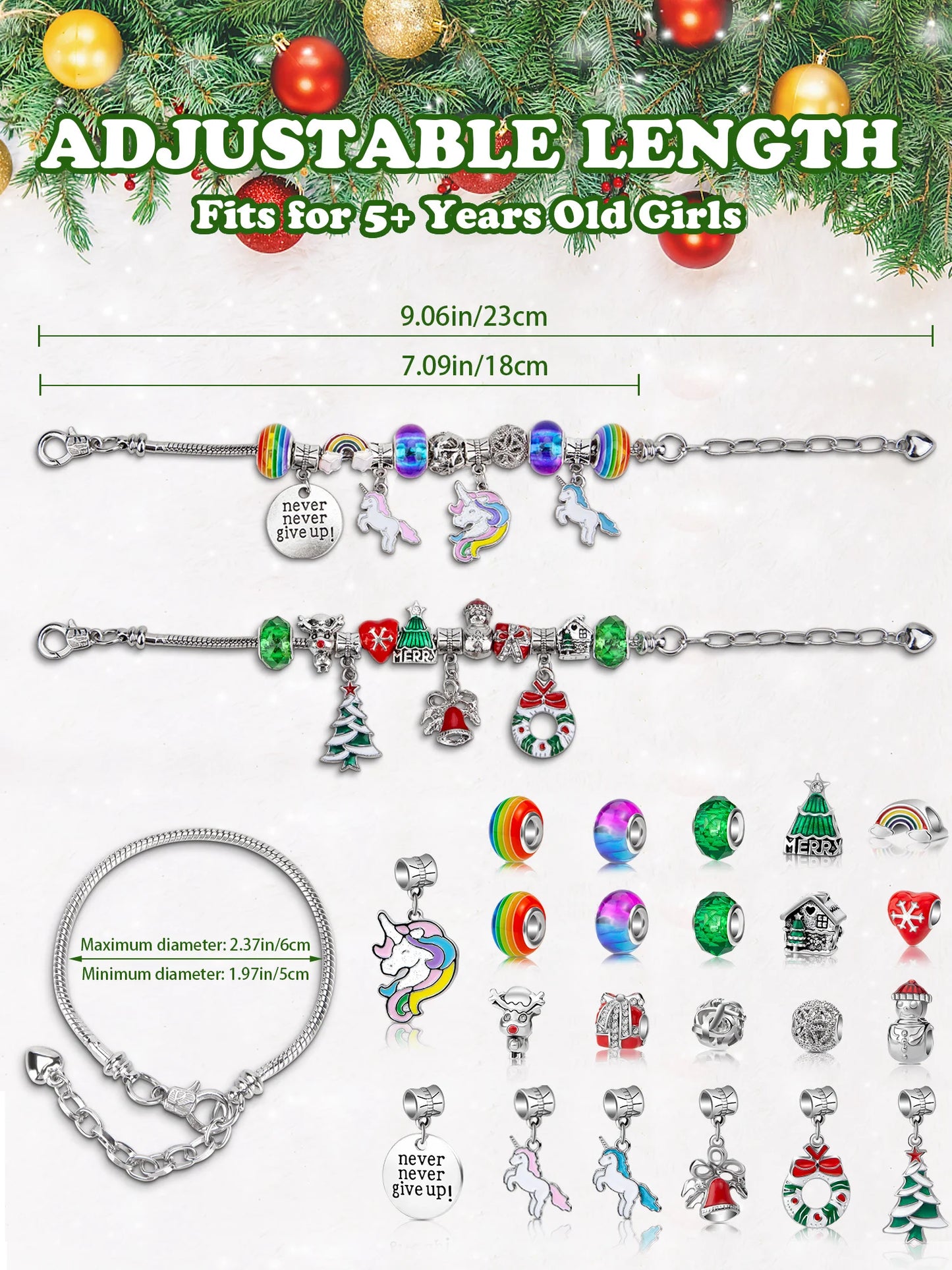 2pcs DIY Advent Charm Bracelets Kit