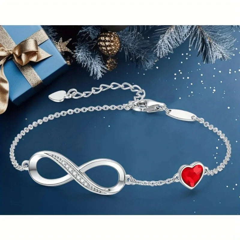 Infinity Heart Symbol Charm Link Bracelet