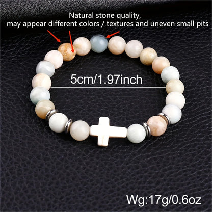 8Pcs Cross Charm Beaded Bracelet