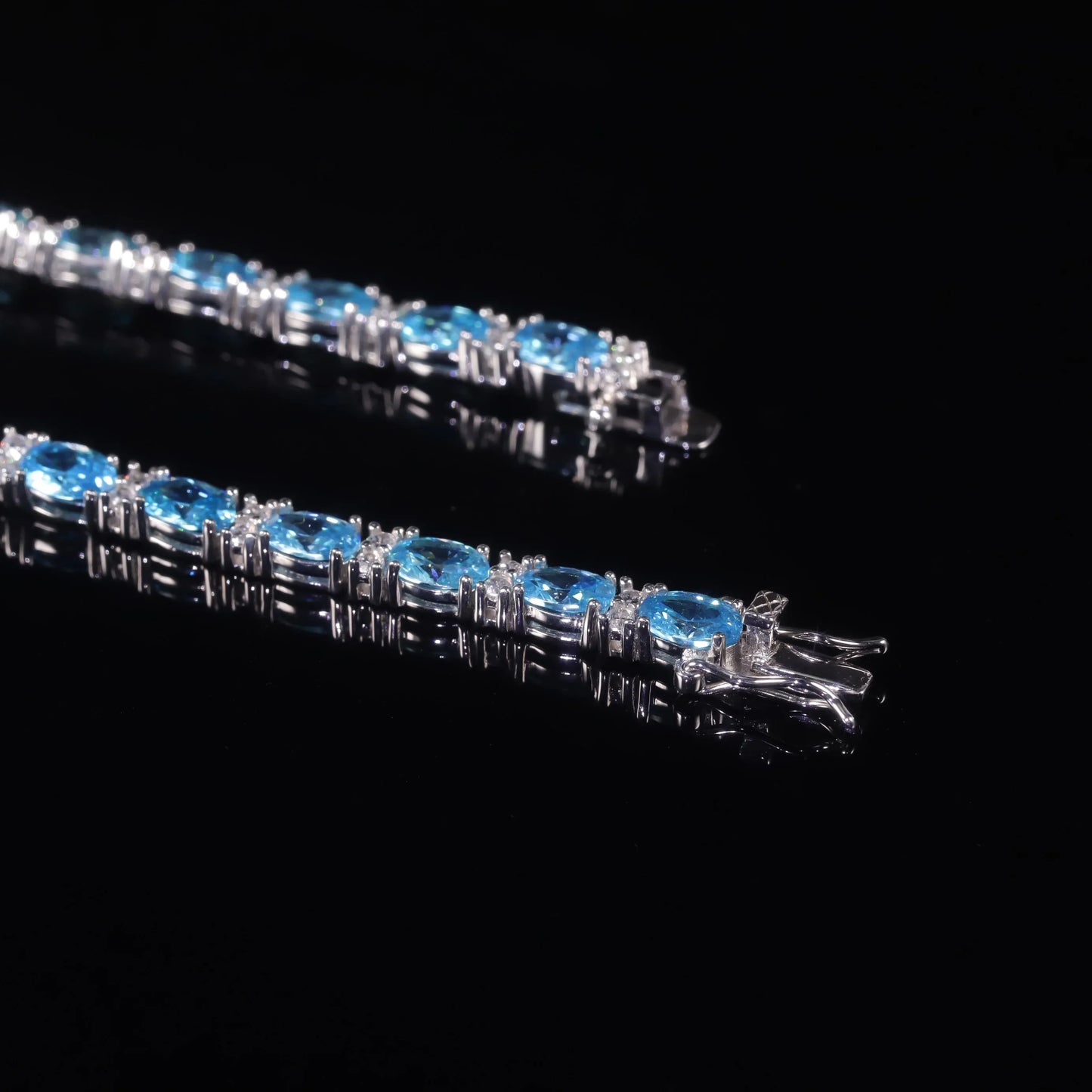 SS CZ- Aqua Blue Tennis Bracelet Bracelet