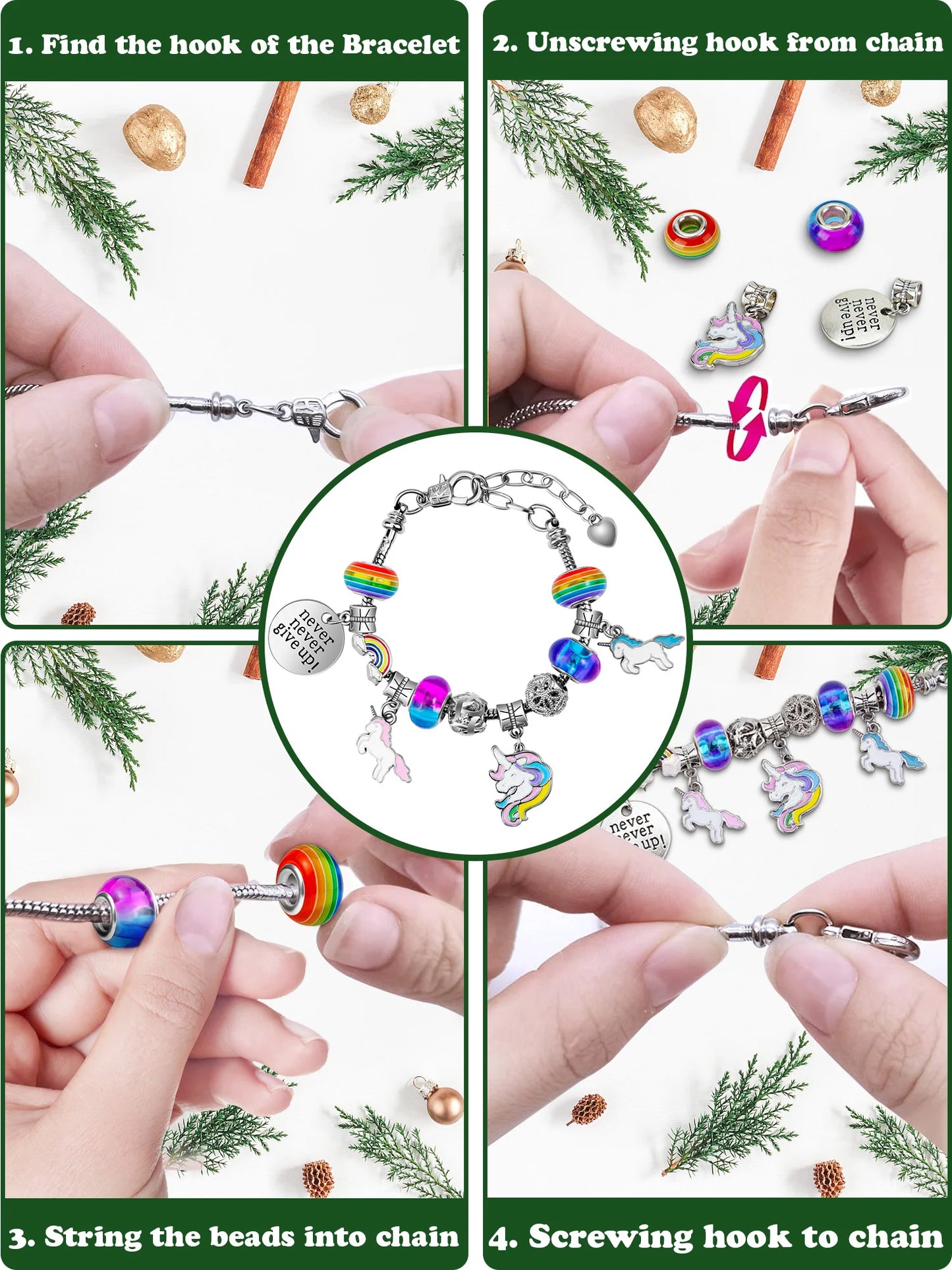 2pcs DIY Advent Charm Bracelets Kit