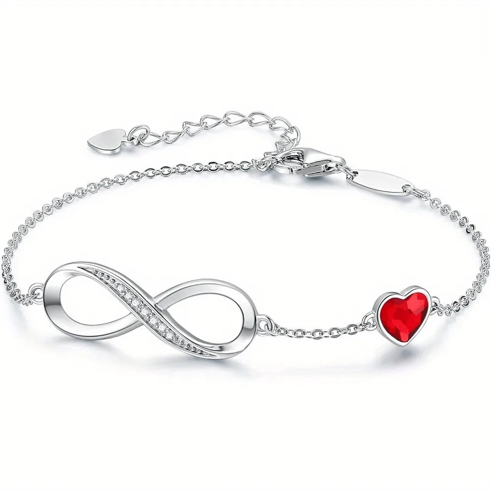 Infinity Heart Symbol Charm Link Bracelet