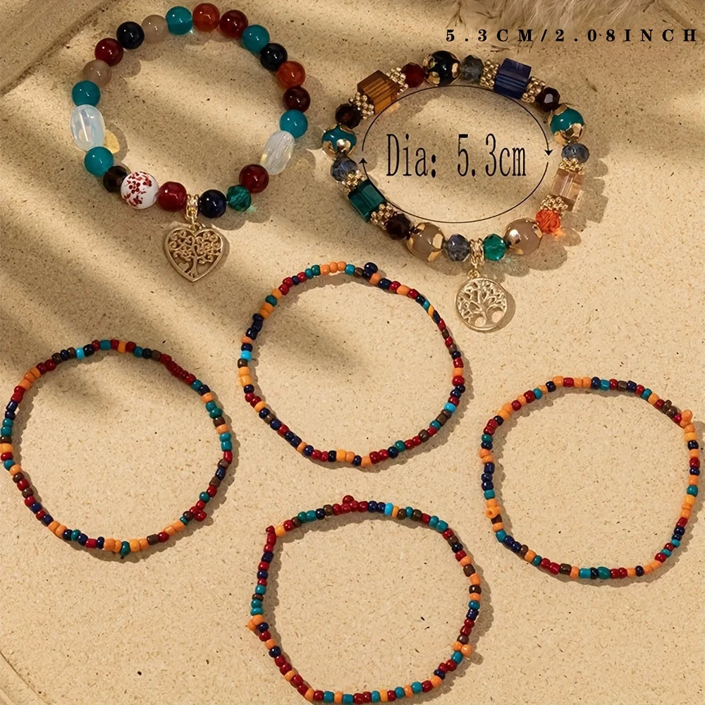 6pc/Set Bohemian Stretch Beads Stacking Bracelet