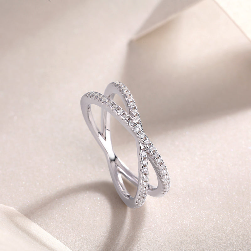 Double Band Diamond Ring Luxury Fashion Set Moissanite Silver Ring