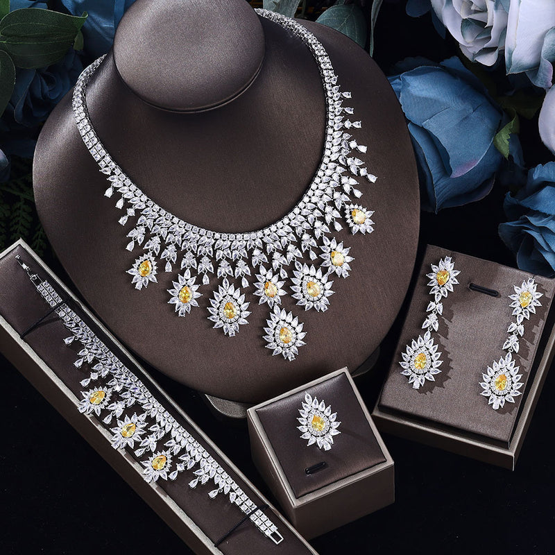 Vintage Wedding Necklace Earrings Jewelry Set