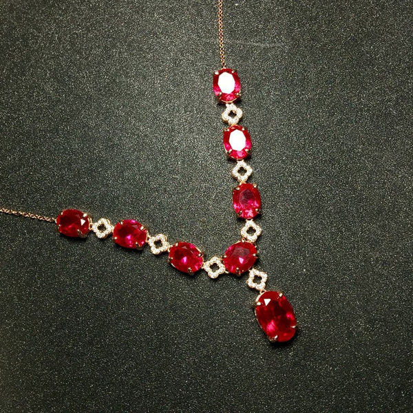Ladies Inlaid Red or Amethyst Jewelry Set