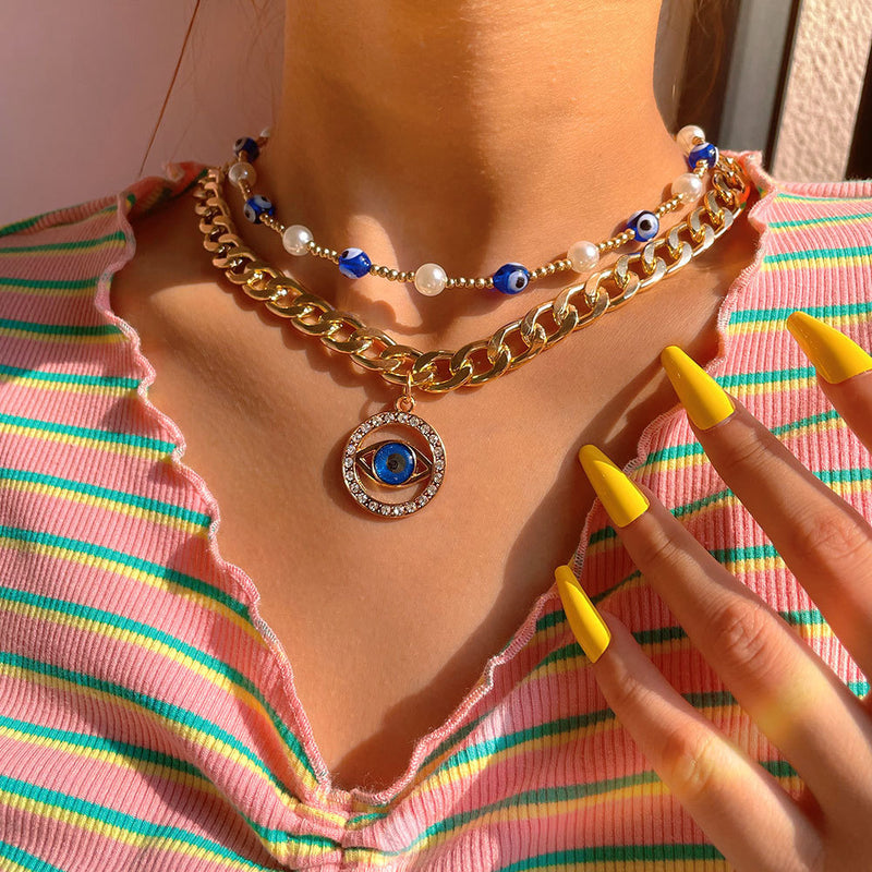 Accessories Pearl Necklace Round Diamond Pendant Cuban Chain
