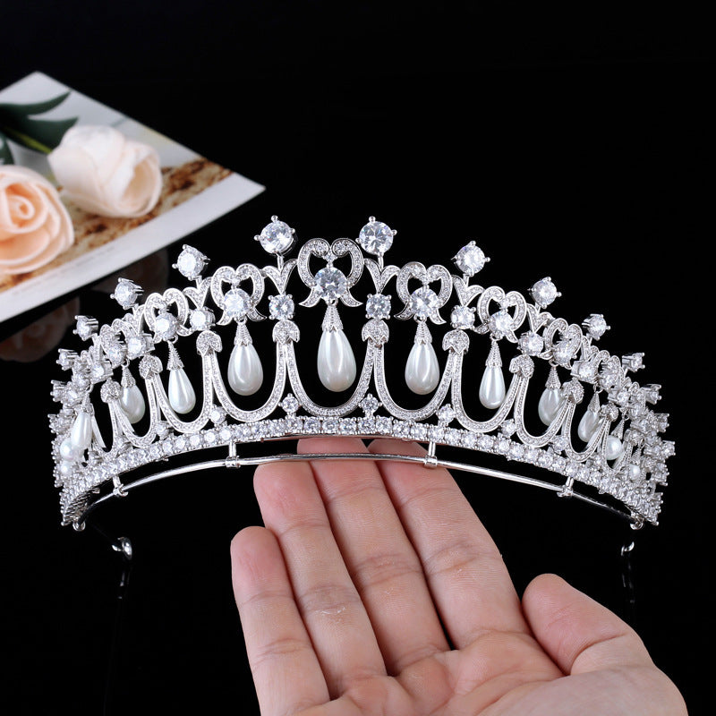 Pearl Tears Zircon Crown Tiara