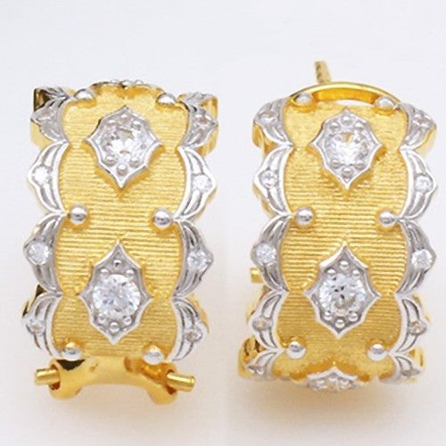 Luxury 925 Silver Gold Plated Wave Star Stud Earrings