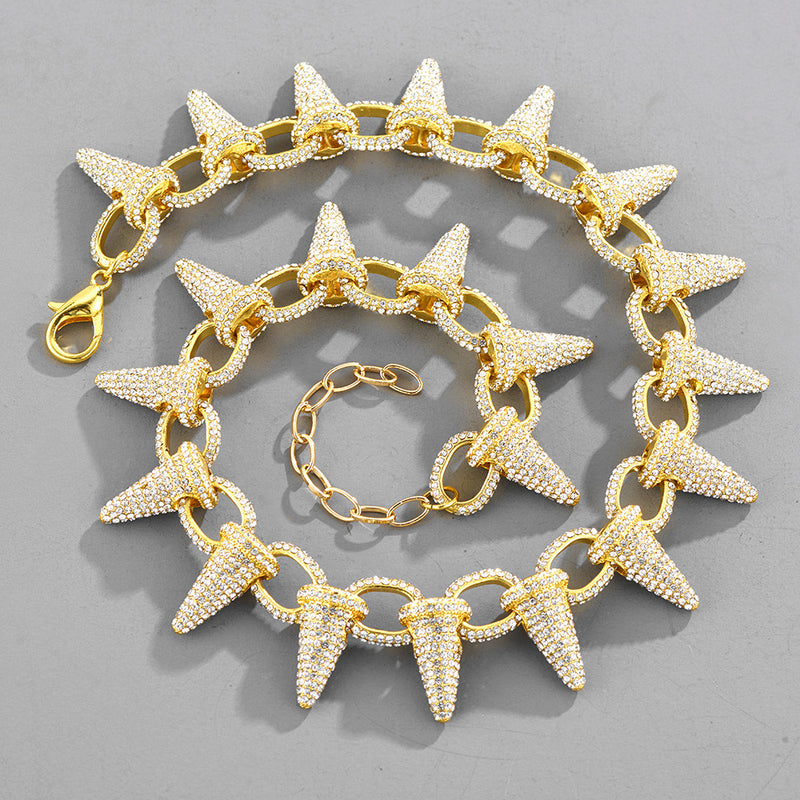 Personality Thorn Thorn Full Diamond Cuban Necklace